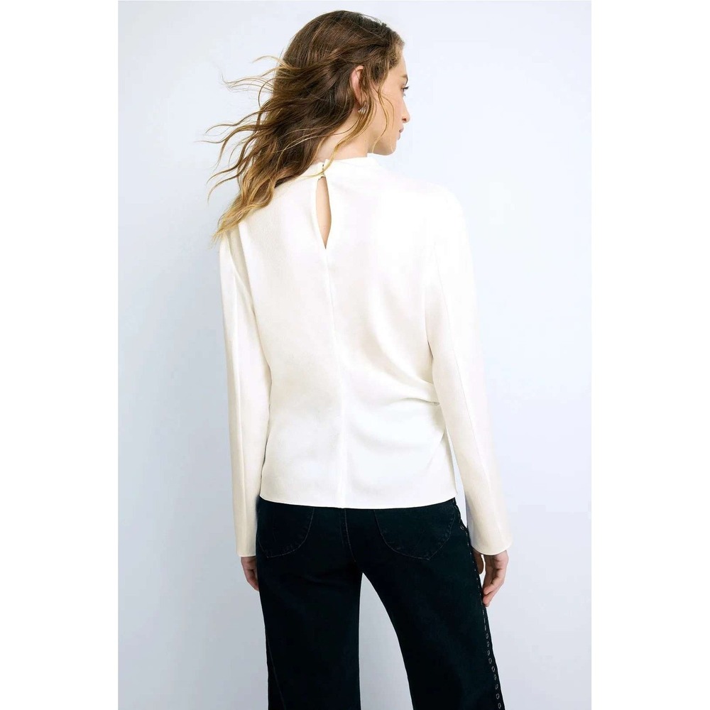 A.L.C. ALC Kay Top Ivory Blouse High Neck Long Sleeve Womens Size 0 - Picture 2 of 14